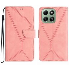 Custodia per telefono in pelle goffrata con cuciture globali intelligenti per Honor 200 (rosa)
