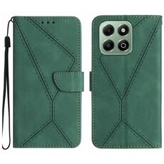 Custodia per telefono in pelle goffrata con cuciture globali intelligenti per Honor 200 (verde)