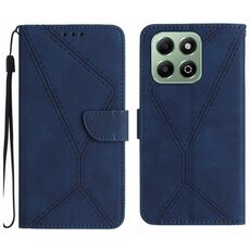 Custodia per telefono in pelle goffrata con cuciture globali intelligenti per Honor 200 (blu)