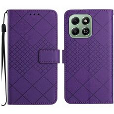 Custodia per telefono in pelle con trama a griglia rombica Smart Global Honor 200 (viola)