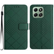 Custodia per telefono in pelle con trama a griglia rombica Smart Global Honor 200 (verde)