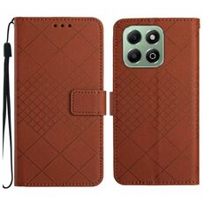 Custodia per telefono in pelle con trama a griglia rombica Smart Global Honor 200 (marrone)