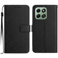 Custodia per telefono in pelle con trama a griglia rombica Smart Global Honor 200 (nera)