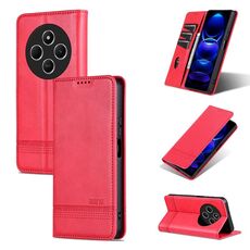 Per Redmi 14C 4G AZNS Custodia per telefono in pelle con texture di vitello magnetica (rosso)