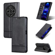 Per Redmi 14C 4G AZNS Custodia per telefono in pelle con texture di vitello magnetica (nero)
