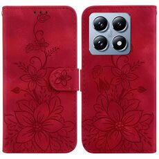 Per Xiaomi 14T Custodia in pelle goffrata Lily (rosso)