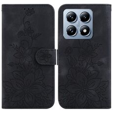 Per Xiaomi 14T Custodia in pelle goffrata Lily (nero)