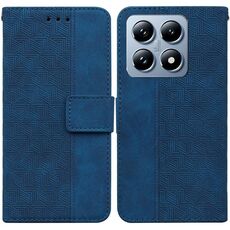 Per Xiaomi 14T Custodia per telefono in pelle con motivo geometrico in rilievo (blu)