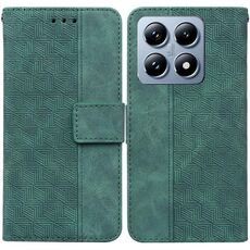 Per Xiaomi 14T Custodia per telefono in pelle con motivo geometrico in rilievo (verde)