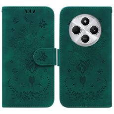 Per Redmi 14C 4G Custodia per telefono in pelle goffrata con motivo a farfalla rosa (verde)