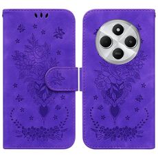 Per Redmi 14C 4G Custodia per telefono in pelle goffrata con motivo a farfalla rosa (viola)