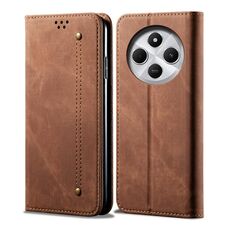 Per Redmi 14C 4G Denim Texture Casual Style Custodia in Pelle Flip Orizzontale (Marrone)