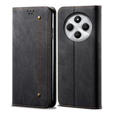 Per Redmi 14C 4G Denim Texture Casual Style Custodia in pelle con flip orizzontale (nero)