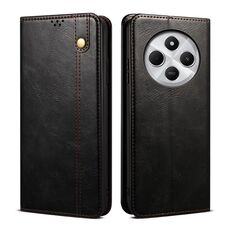 Per Redmi 14C 4G Custodia per telefono in pelle con texture Crazy Horse Oil Wax (nero)
