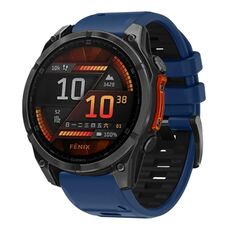 Per Garmin 26mm Cinturino Ufficiale in Silicone a Sgancio Rapido Bicolore (Blu Reale Nero)