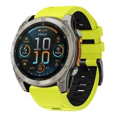 Per Garmin 26mm Cinturino ufficiale in silicone a sgancio rapido bicolore (nero lime)