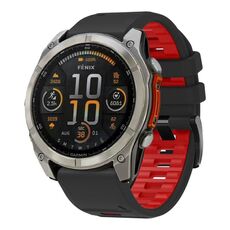 Per Garmin 22mm Official Two Color Quick Release Silicone Watch Band (Nero Rosso)