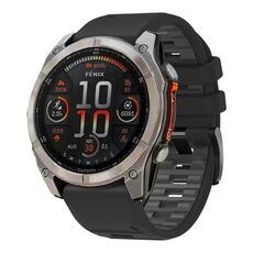 Per Garmin 22mm Official Two Color Quick Release Silicone Watch Band (Nero Grigio)