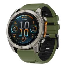 Per Garmin 22mm Official Two Color Quick Release Silicone Watch Band (verde militare nero)