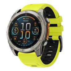 Per Garmin 22mm Official Two Color Quick Release Silicone Watch Band (Lime Black)