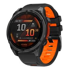Per Garmin 26mm Official Two Color Screw Buckle Quick Release Silicone Watch Band (Nero Arancione)
