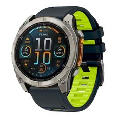 Per Garmin 26mm Official Two Color Screw Buckle Quick Release Silicone Watch Band (Nero Lime)