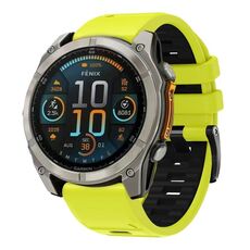 Per Garmin 26mm Official Two Color Screw Buckle Quick Release Silicone Watch Band (Lime Black)
