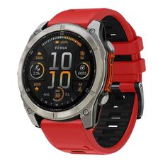 Per Garmin 22mm Official Two Color Screw Buckle Quick Release Silicone Watch Band (Rosso Nero)