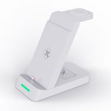B20 18W Tipo-C 3 in 1 Supporto di ricarica verticale Supporto per telefono per Samsung Watch / Galaxy Buds (bianco)