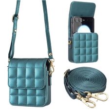 Per Samsung Galaxy Z Flip6 BFB04 Plaid Crossbody Fold Phone Bag (verde)