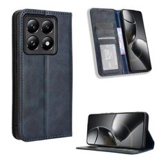 Per Xiaomi 14T Custodia per telefono in pelle con fibbia magnetica e texture retrò (blu)
