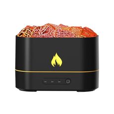 HX853B Umidificatore per aromaterapia con effetto fiamma colorata con spina USB (nero)