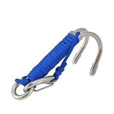 Gancio a doppia testa in acciaio inox per immersioni con corda di sicurezza, colore: blu