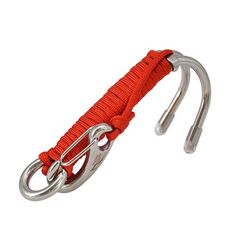 Gancio a doppia testa in acciaio inox per immersioni con corda di sicurezza, colore: rosso