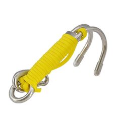 Gancio a doppia testa in acciaio inox per immersioni con corda di sicurezza, colore: giallo