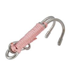 Gancio a doppia testa in acciaio inox per immersioni con corda di sicurezza, colore: rosa