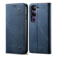 Per vivo V40 Lite 4G IDN / 5G IDN Custodia in pelle con texture denim (blu)