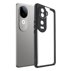 Per vivo iQOO Z9s Custodia per telefono in TPU satinato + PC trasparente (nero)