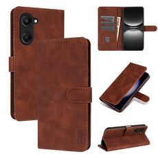 Per vivo Y37 / Y36t / Y03 / Y18 AZNS Custodia per telefono in pelle con texture di vitello e pelle di vitello (marrone)