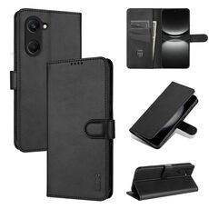 Per vivo Y37 / Y36t / Y03 / Y18 AZNS Custodia in pelle con texture di vitello e pelle al tatto (nero)