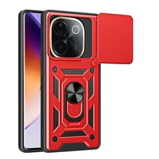 Per vivo iQOO Z9s Pro 5G India Custodia per fotocamera scorrevole TPU+PC Custodia per telefono (rosso)