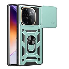 Per vivo iQOO Z9s Pro 5G India Custodia per fotocamera scorrevole TPU+PC Custodia per telefono (verde)