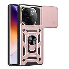Per vivo iQOO Z9s Pro 5G India Custodia per fotocamera scorrevole TPU+PC Custodia per telefono (oro rosa)