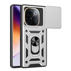 Per vivo iQOO Z9s Pro 5G India Custodia per fotocamera scorrevole TPU+PC Custodia per telefono (argento)