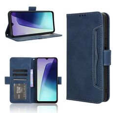 Per Redmi 14C 4G Custodia in pelle con texture in vitello e slot per schede (blu)