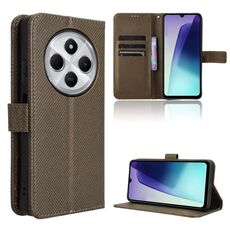 Per Redmi 14C 4G Custodia in pelle con texture a diamante (marrone)