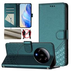 Per Xiaomi 13 Ultra Honeycomb Embossing RFID Custodia in pelle per telefono (verde pavone)