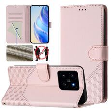 Per Xiaomi 14 Custodia per telefono in pelle RFID con stampa a nido d'ape (rosa)