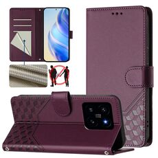 Per Xiaomi 14 Custodia per telefono in pelle con stampa a nido d'ape RFID (viola)