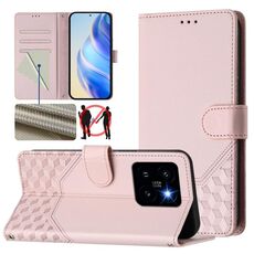 Per Xiaomi 14 Pro 5G Custodia per telefono in pelle con stampa a nido d'ape RFID (rosa)